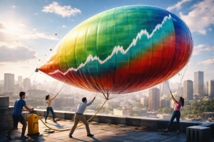 Színes léghajó, amely grafikusan ábrázolja a piaci trendelemzést.