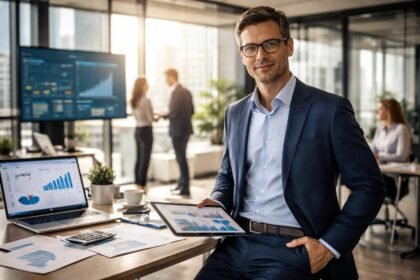 CFO a modern irodában, stratégiai tervezés közben