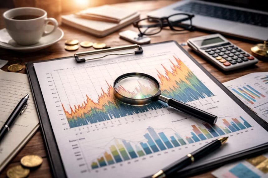 Grafikon elemzése és volatilitás mérése különböző pénzügyi mutatókkal