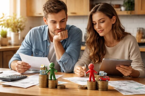 Pár pénzügyi tervezés közben, különbség a jó és rossz hitel között.