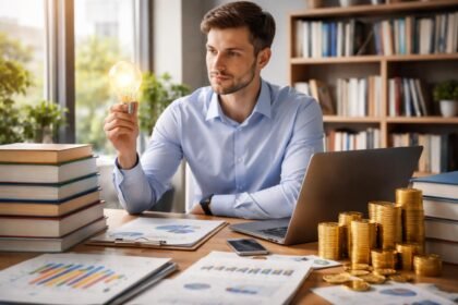 Férfi gondolkodik a tudás értékéről és a piac árazásáról.