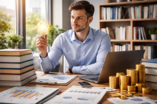Férfi gondolkodik a tudás értékéről és a piac árazásáról.