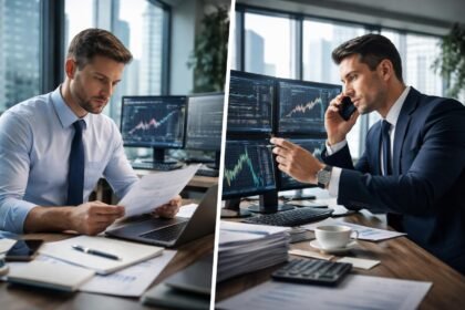 Pénzügyi szakemberek munka közben a buy-side és sell-side karrierekről