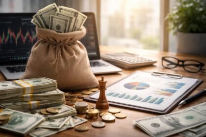 Pénzügyi portfólió pénz és statisztikai elemzések felett.