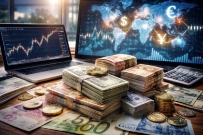 Pénz és devizaárfolyamok grafikonokkal az üzleti világban