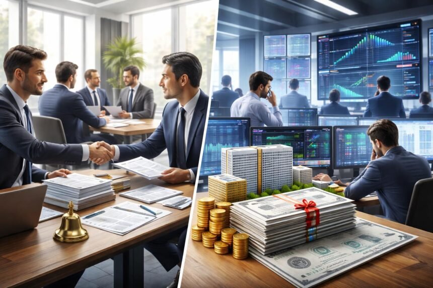 Elsődleges és másodlagos piac pénzügyi kereskedések ábrázolása.