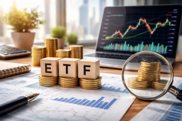 ETF-ek és pénzügyi kockázatok grafikus illusztrációja