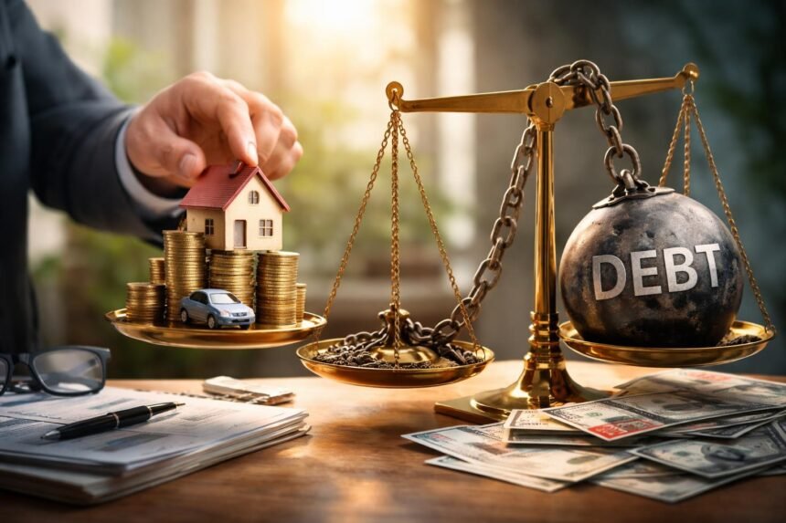 Hitel és adósság egyensúlyának ábrázolása