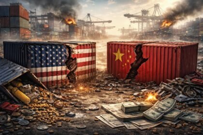 Kereskedelmi háborúk hatása a gazdaságra, amerikai és kínai konténerek.