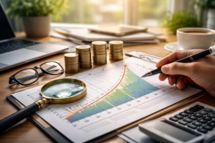 Pénzügyi elemzés hozamgörbével és befektetési trendekkel.