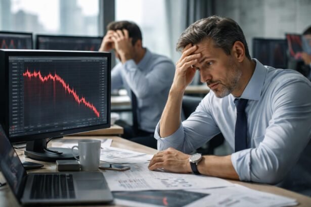 Pénzügyi elemzők a piacon, akik aggódnak a csökkenő tendencia miatt.