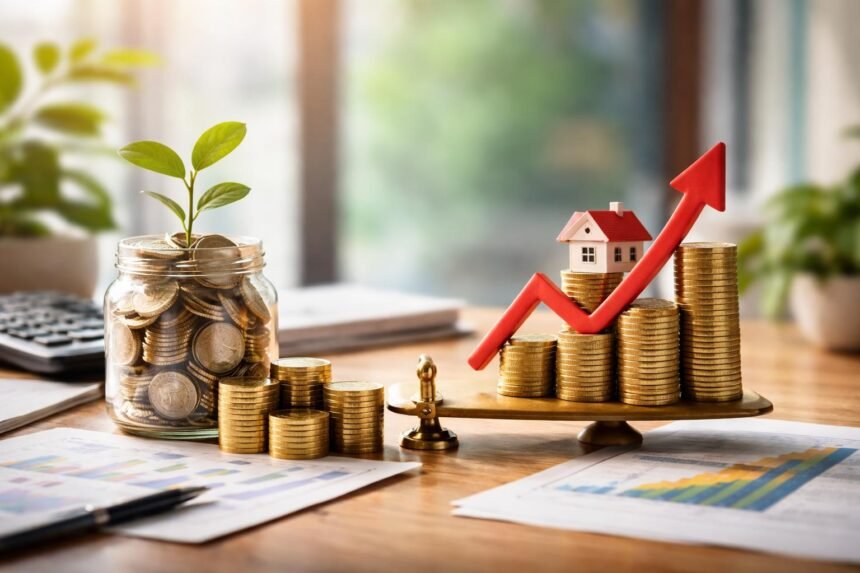 Pénzügyi növekedés és befektetési stratégiák ábrázolása