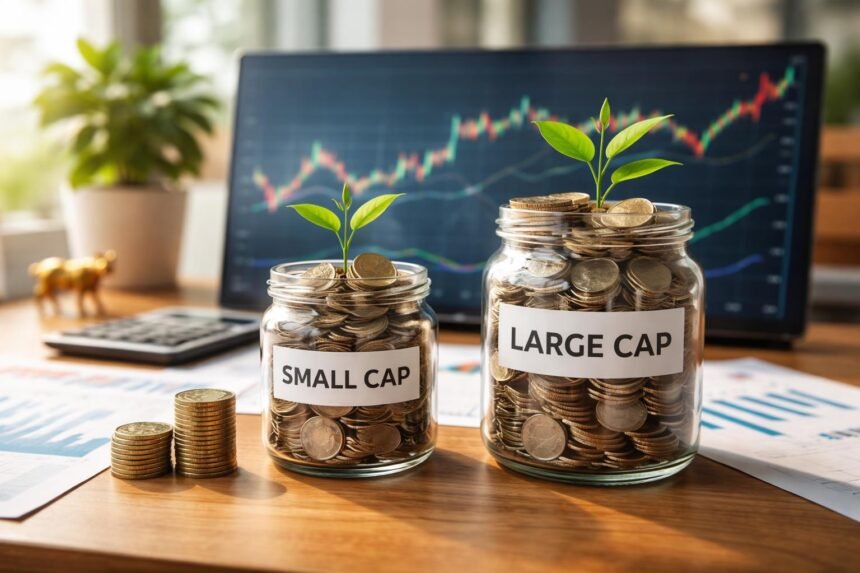 Kisvállalati és nagyvállalati részvények összehasonlítása befektetési teljesítmény alapján.