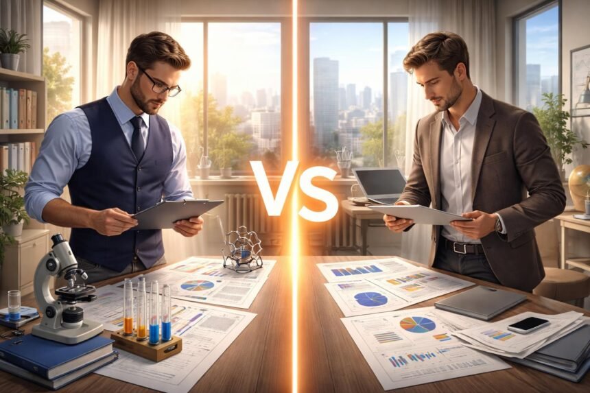 Szakosodás és generalista tudás összehasonlítása egy irodai környezetben.