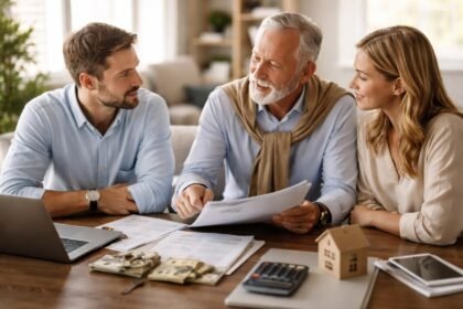 Családtagok konzultálnak a vagyon átörökítéséről és kezeléséről.