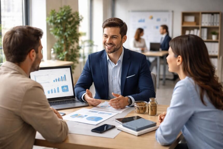 Pénzügyi szakember tanácsadási ülésekkel foglalkozik