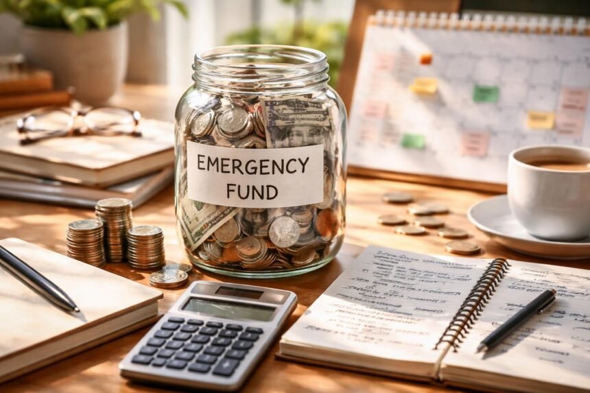 Üres tartalékok és pénzügyi tervezés az asztalon.