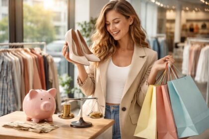 Fiatal nő vásárlás közben, alternatívaköltség szemszögéből.