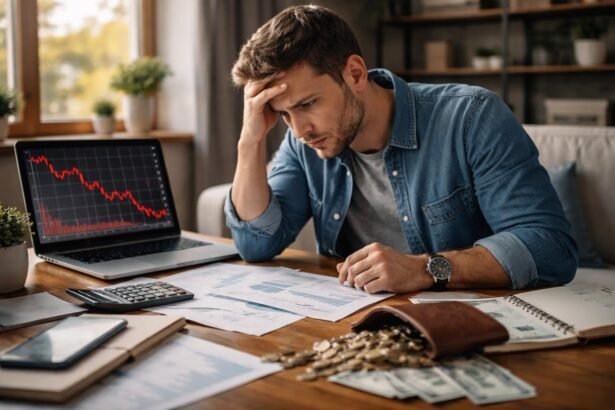 Stresszes befektető pénzügyi statisztikákkal