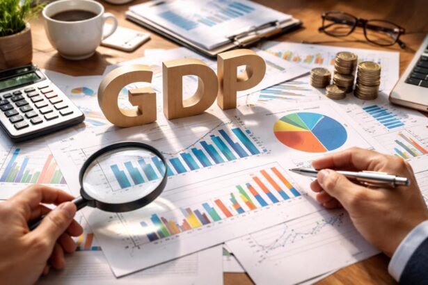 GDP gazdasági mutató grafikák, számológép és jegyzetek