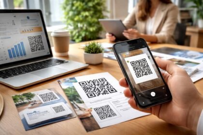 QR-kódok használata nyomtatott anyagokon és digitális kapcsolat a vállalkozásban.